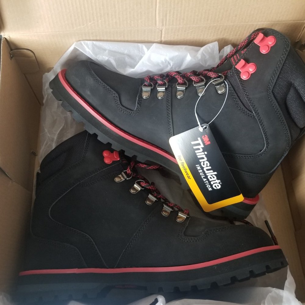 Brand new in box DC red and black boots 3M thinsulate